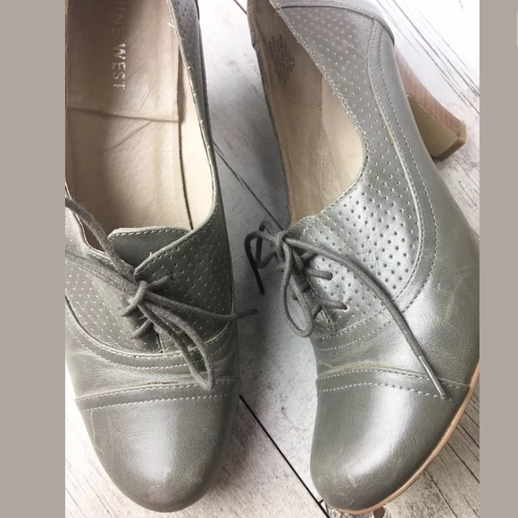 Nine West Shoes - Nine West Gray Picola Lace Up Heels Oxfords